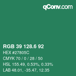 カラーコード: RGB 39 128.6 92 | qconv.com