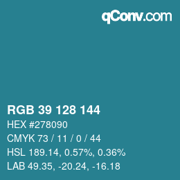 Color code: RGB 39 128 144 | qconv.com