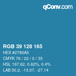 カラーコード: RGB 39 128 165 | qconv.com
