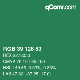 Color code: RGB 39 128 83 | qconv.com