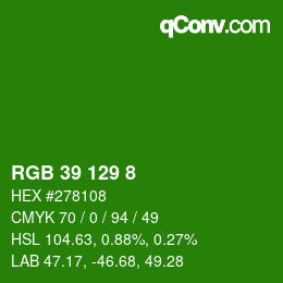 Color code: RGB 39 129 8 | qconv.com