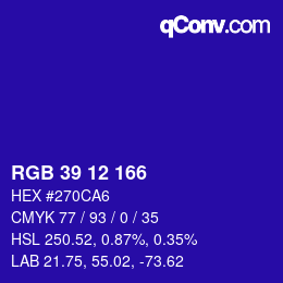 Color code: RGB 39 12 166 | qconv.com