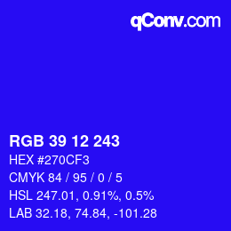 Color code: RGB 39 12 243 | qconv.com