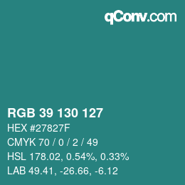 Código de color: RGB 39 130 127 | qconv.com
