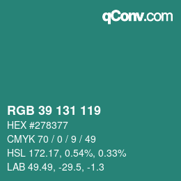 Farbcode: RGB 39 131 119 | qconv.com