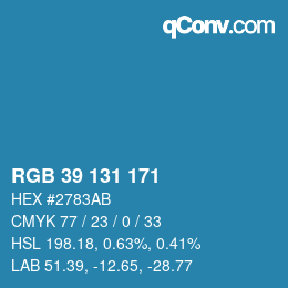 Color code: RGB 39 131 171 | qconv.com