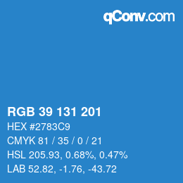 Farbcode: RGB 39 131 201 | qconv.com