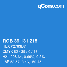 Color code: RGB 39 131 215 | qconv.com