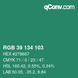 Color code: RGB 39 134 103 | qconv.com