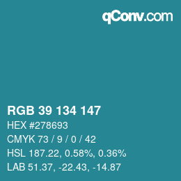 Color code: RGB 39 134 147 | qconv.com