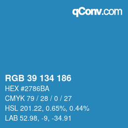 Color code: RGB 39 134 186 | qconv.com