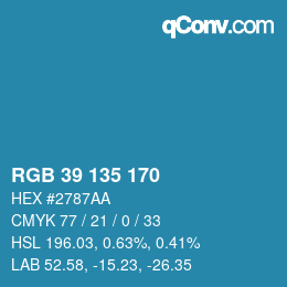 Color code: RGB 39 135 170 | qconv.com