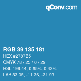 Color code: RGB 39 135 181 | qconv.com