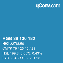 Color code: RGB 39 136 182 | qconv.com