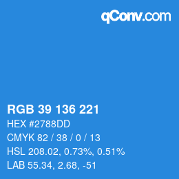 Color code: RGB 39 136 221 | qconv.com