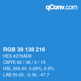 Color code: RGB 39 138 216 | qconv.com