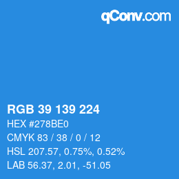 Color code: RGB 39 139 224 | qconv.com