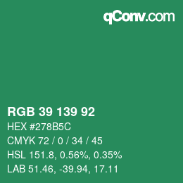 Color code: RGB 39 139 92 | qconv.com