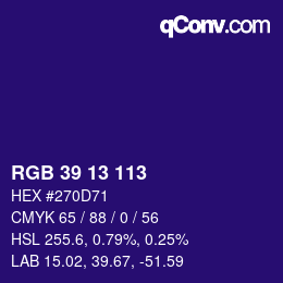 Color code: RGB 39 13 113 | qconv.com