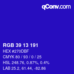 Color code: RGB 39 13 191 | qconv.com