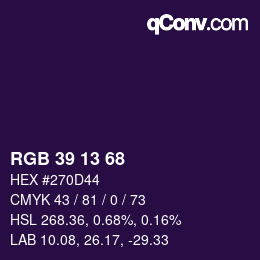 カラーコード: RGB 39 13 68 | qconv.com