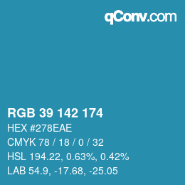 Color code: RGB 39 142 174 | qconv.com