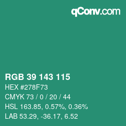 颜色代码: RGB 39 143 115 | qconv.com