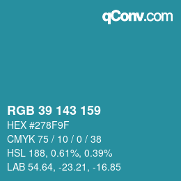 カラーコード: RGB 39 143 159 | qconv.com