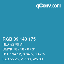 Color code: RGB 39 143 175 | qconv.com