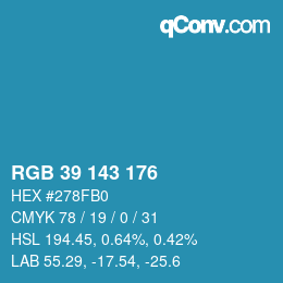 Color code: RGB 39 143 176 | qconv.com