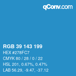 Color code: RGB 39 143 199 | qconv.com