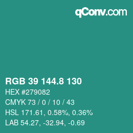 Color code: RGB 39 144.8 130 | qconv.com