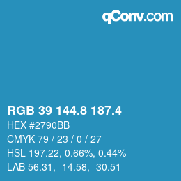 カラーコード: RGB 39 144.8 187.4 | qconv.com