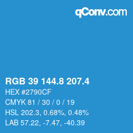 カラーコード: RGB 39 144.8 207.4 | qconv.com