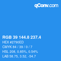 カラーコード: RGB 39 144.8 237.4 | qconv.com