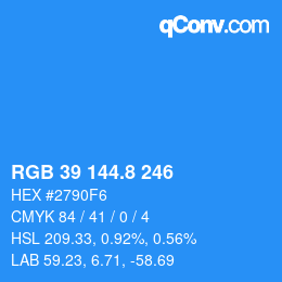 Color code: RGB 39 144.8 246 | qconv.com