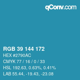 Color code: RGB 39 144 172 | qconv.com