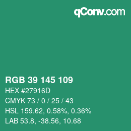 颜色代码: RGB 39 145 109 | qconv.com