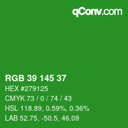 Color code: RGB 39 145 37 | qconv.com