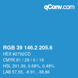 カラーコード: RGB 39 146.2 205.6 | qconv.com