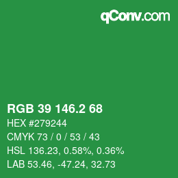 カラーコード: RGB 39 146.2 68 | qconv.com