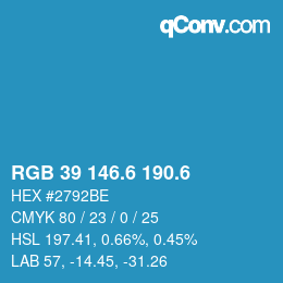 カラーコード: RGB 39 146.6 190.6 | qconv.com