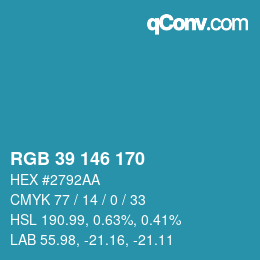 Color code: RGB 39 146 170 | qconv.com