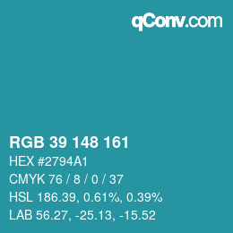 Color code: RGB 39 148 161 | qconv.com