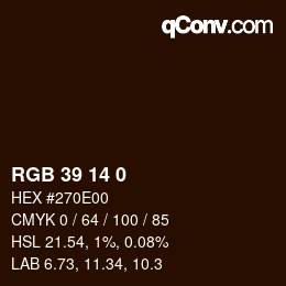 Color code: RGB 39 14 0 | qconv.com