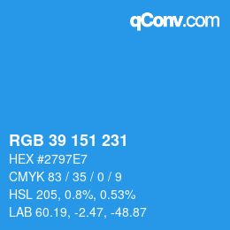 Color code: RGB 39 151 231 | qconv.com