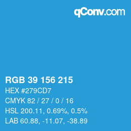 カラーコード: RGB 39 156 215 | qconv.com