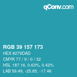 Color code: RGB 39 157 173 | qconv.com