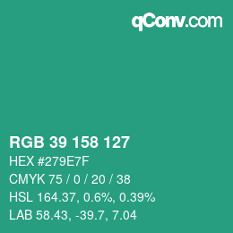 Color code: RGB 39 158 127 | qconv.com