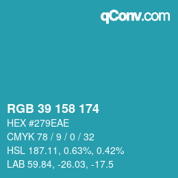 颜色代码: RGB 39 158 174 | qconv.com